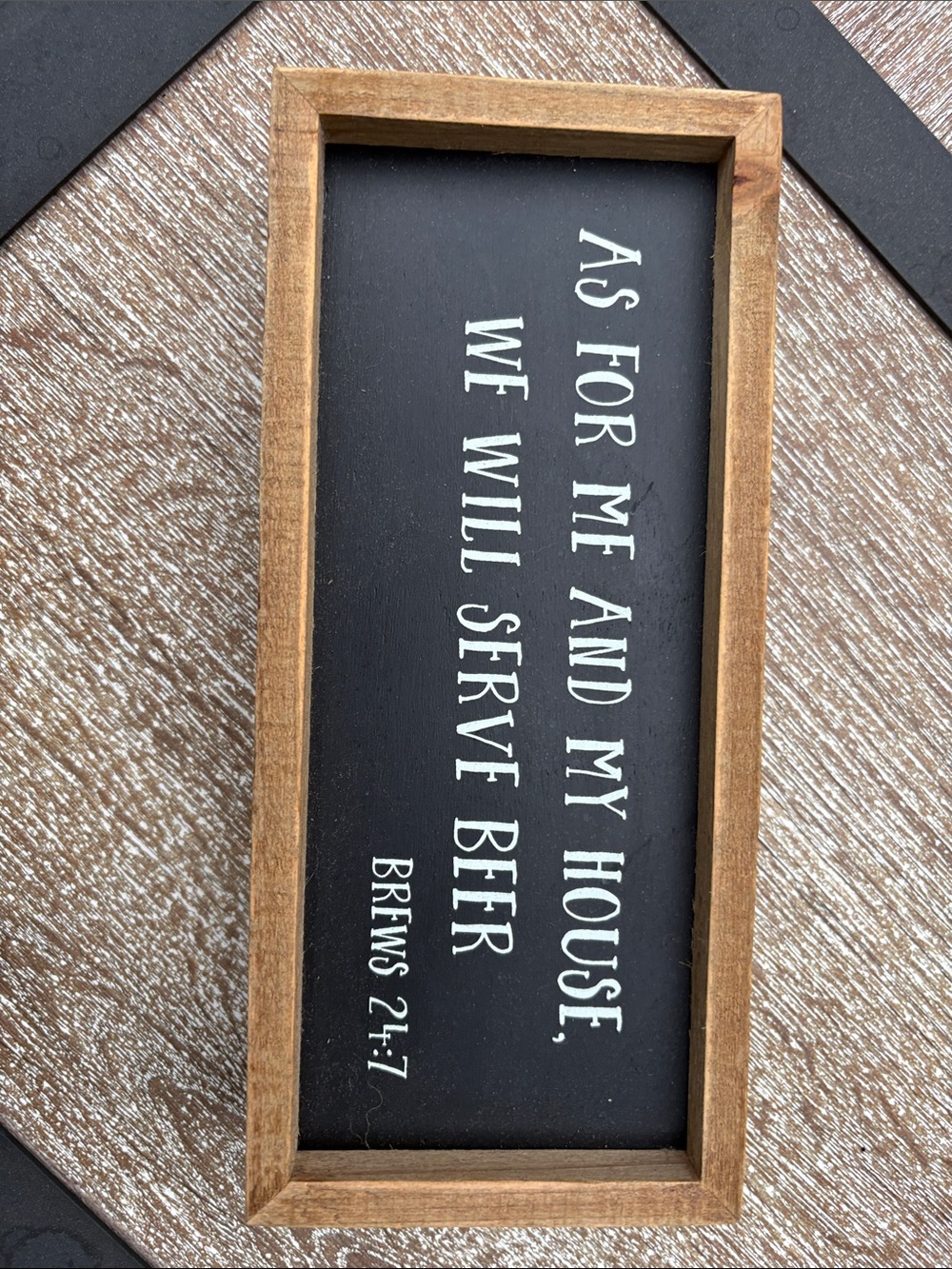 Rustic Brown Wood Framed Black Sign - Home Accents